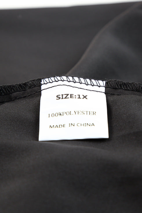 Black Embroidered Swiss Dot Texture Plus Size Blouse