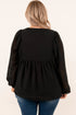 Black Embroidered Swiss Dot Texture Plus Size Blouse