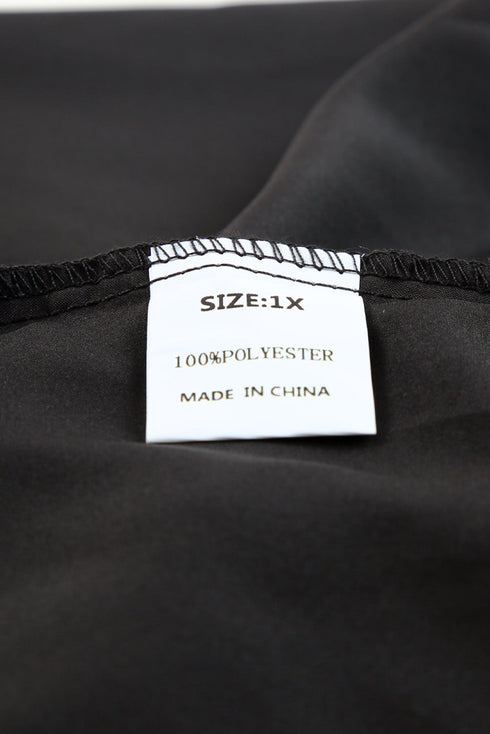 Black Embroidered Swiss Dot Texture Plus Size Blouse