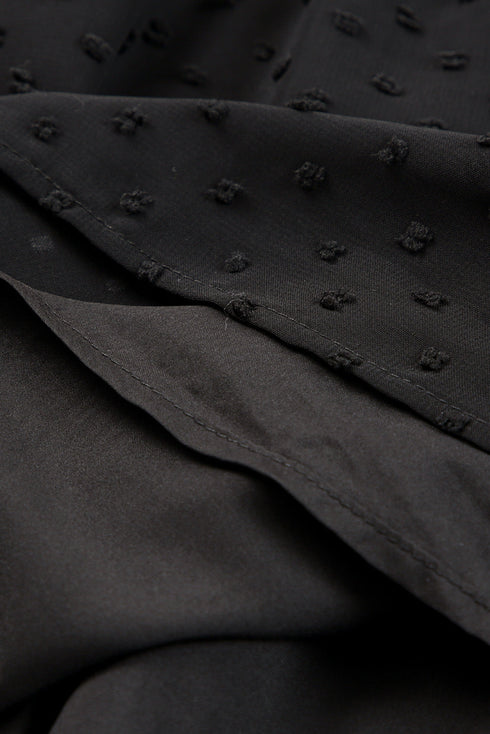 Black Embroidered Swiss Dot Texture Plus Size Blouse