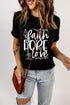 Black Faith Hope Love Graphic Print Short Sleeve T Shirt