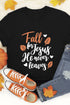 Black Fall For Jesus He Never Leaves Graphic T Shirt