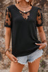 Black Flora Lace Patchwork Crew Neck T Shirt