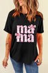 Black Floral Bow Mama Graphic Crewneck Tee