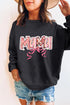 Black Floral Checkered Bow Printed Pullover Sweatshirt