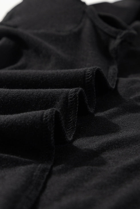 Black Floral Crochet Patched Sleeve Crew Neck Casual Tank Top