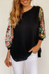 Black Floral Embroidered Sleeve Blouse