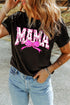 Black Floral MAMA Bow Graphic Crewneck T Shirt