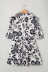 Black Floral Print Tiered Frilled Half Sleeve Plus Size Mini Dress