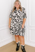 Black Floral Print Tiered Frilled Half Sleeve Plus Size Mini Dress