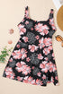 Black Floral Print Twisted Hollowed Back Swim Dress