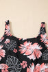 Black Floral Print Twisted Hollowed Back Swim Dress