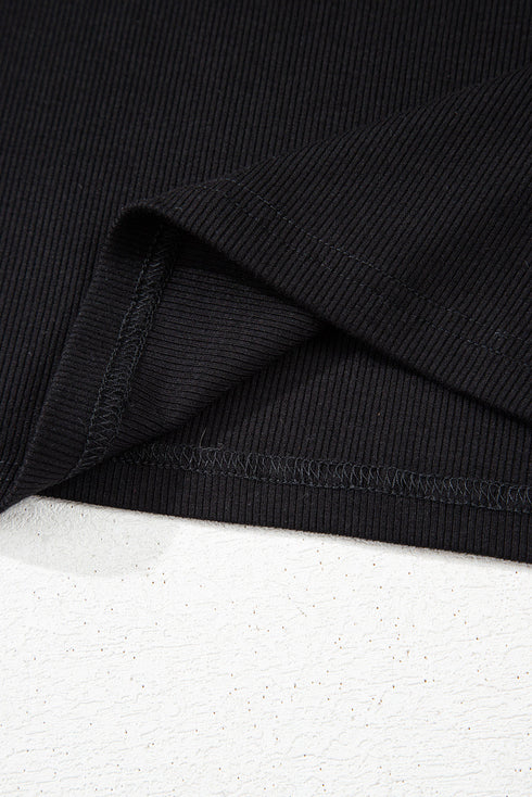 Black Floral Sheer Mesh Short Sleeve Mock Neck Blouse