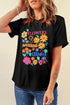 Black FLOWERS SUNSHINE COLORFUL Graphic T Shirt