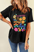 Black FLOWERS SUNSHINE COLORFUL Graphic T Shirt