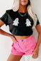 Black Ghost Halloween Print Crew Neck T Shirt