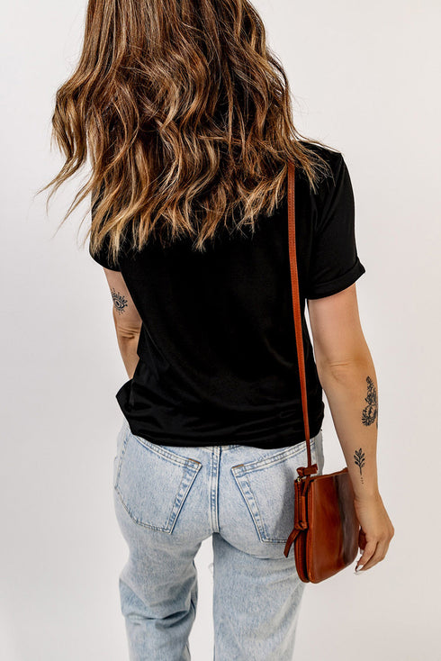 Black Ghost Halloween Print Crew Neck T Shirt