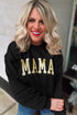 Black Glitter Mama Graphic Pullover Sweatshirt