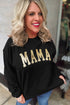 Black Glitter Mama Graphic Pullover Sweatshirt
