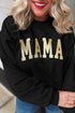 Black Glitter Mama Graphic Pullover Sweatshirt