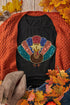 Black Glitter Turkey Graphic Thanksgiving T Shirt