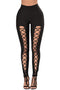 Black Grommet Lace Up Front Leggings