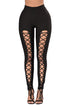 Black Grommet Lace Up Front Leggings