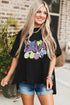 Black Happy Easter Sequin Graphic Dropped Shoulder T Shirt