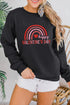 Black Happy Valentine'S Day Graphic Embroidered Sweatshirt