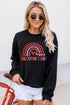 Black Happy Valentine'S Day Graphic Embroidered Sweatshirt