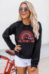 Black Happy Valentine'S Day Graphic Embroidered Sweatshirt