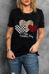 Black Happy Valentine'S Day Hearts Print Short Sleeve T Shirt