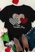 Black Happy Valentine'S Day Hearts Print Short Sleeve T Shirt