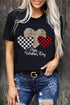 Black Happy Valentine'S Day Hearts Print Short Sleeve T Shirt