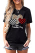 Black Happy Valentine'S Day Hearts Print Short Sleeve T Shirt