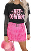 Black Hey Cowboy Letters Crew Neck T-Shirt