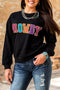 Black Howdy Crewneck Drop Sleeve Pullover Sweatshirt