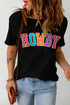Black Howdy Glitter Patch Graphic Tee