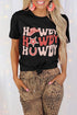 Black Howdy Letter Graphic Print Short Sleeve T Shirt