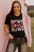Black Howdy Letter Graphic Print Short Sleeve T Shirt
