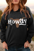 Black Howdy Steer Head Print Long Sleeve Sweatshirt