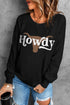 Black Howdy Steer Head Print Long Sleeve Sweatshirt