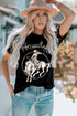 Black Howdy Western Cowboy Graphic Print Crewneck T Shirt