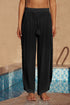 Black Lace Trim Along Split Leg Beach Cover Up Pants