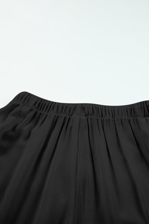 Black Lace Trim Along Split Leg Beach Cover Up Pants