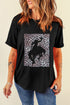 Black Leopard Hollowed Cowboy Graphic T-shirt
