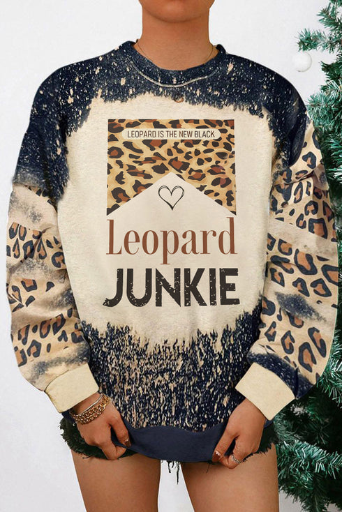Black Leopard Junkie Crew Neck Sweatshirt