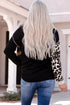 Black Leopard Patchwork Buttoned Hooded Sweatshirt