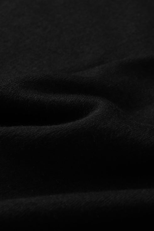 Black Leopard Patchwork Buttoned Hooded Sweatshirt