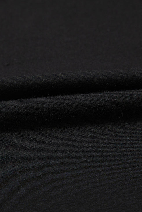 Black Leopard Print Patchwork Ruffled Sleeve V Neck T Shirt